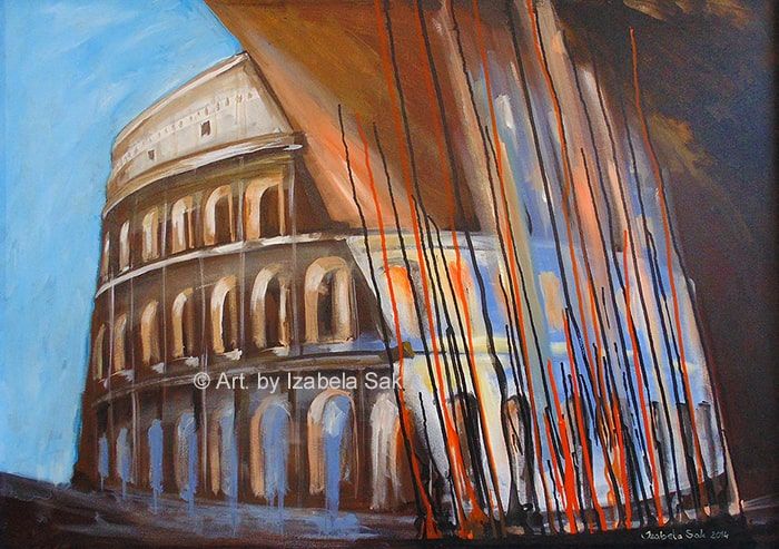 Obraz akrylowy na płótnie. Izabela Sak. Tytuł: Koloseum. Rok 2014. 70cm x 100cm.