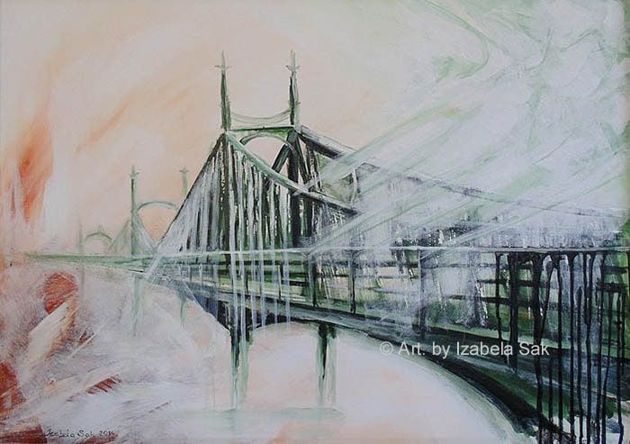 Obraz akrylowy na płótnie. Izabela Sak. Tytuł: Most. Rok 2014. 70cm x 100cm.