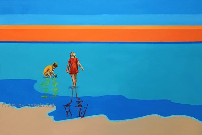 Obraz akrylowy na płótnie. Izabela Sak. Tytuł: Nad wodą. Rok 2020. 60cm x 90cm.
