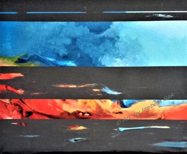 Obraz akrylowy na płótnie. Izabela Sak. Tytuł: Zatoka. Rok 2017. 100cm x 120cm.