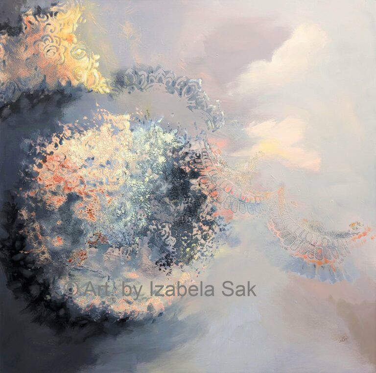 Izabela Saka, Mirage Nr 2, Rok 2023, akryl na płótnie 100 x 100 cm